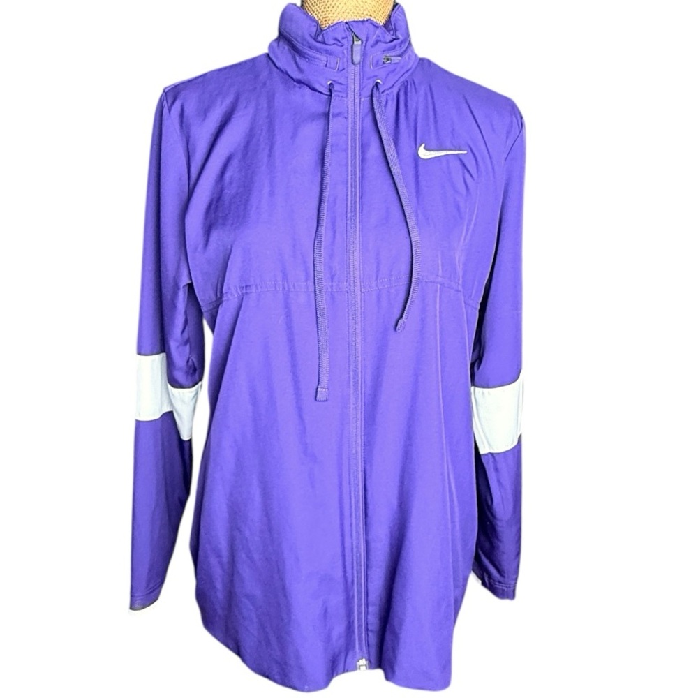 Nike Dri-fit purple & white jacket with hood Women’s size large | zz1
